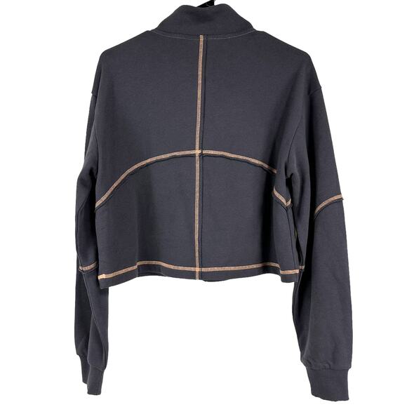 Sweaty Betty NWOT Revive Half Zip Sweatshirt Gray Orange Stitching Size 6 - Picture 3 of 10